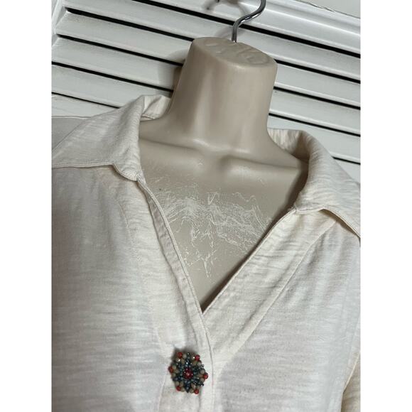 Soft Surroundings Womens Danielle Eclectic Button Top Ivory Cream Size Large - Picture 5 of 7